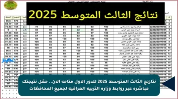 نتائج الثالث المتوسط 2025 للدور الأول متاحة الآن.. حمّل نتيجتك مباشرة عبر روابط وزارة التربية العراقية لجميع المحافظات